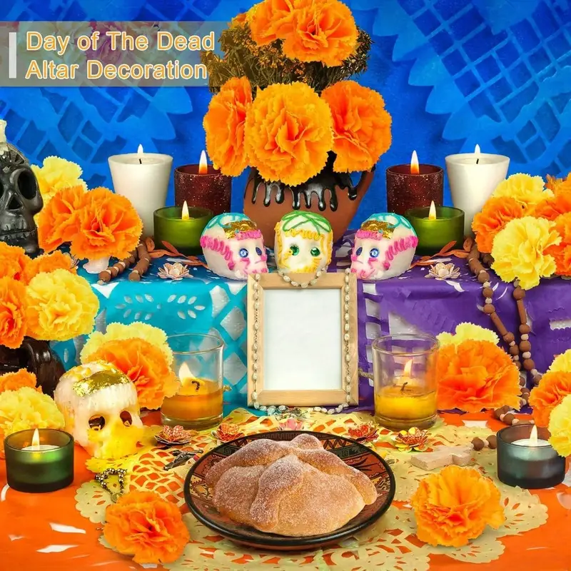 Indian Wedding Decor Supply - Artificial Carnation Marigold Flower Heads Halloween