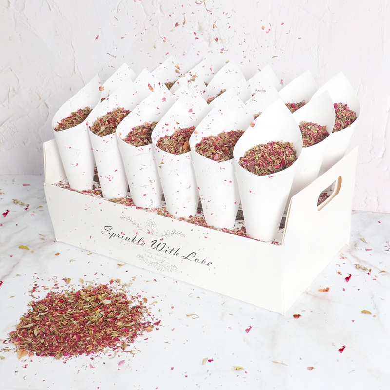 Wedding Supply Rentals - Kraft Paper Wedding Tray Confetti Cone