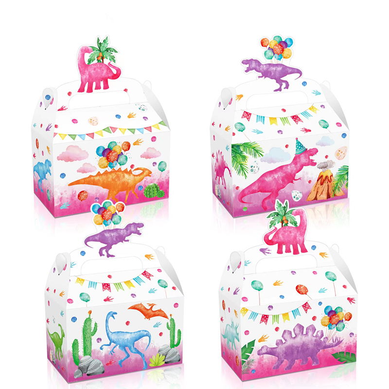 Wedding Cake Supply - 4/24Pcs Pink Dinosaur Candy Box Cake