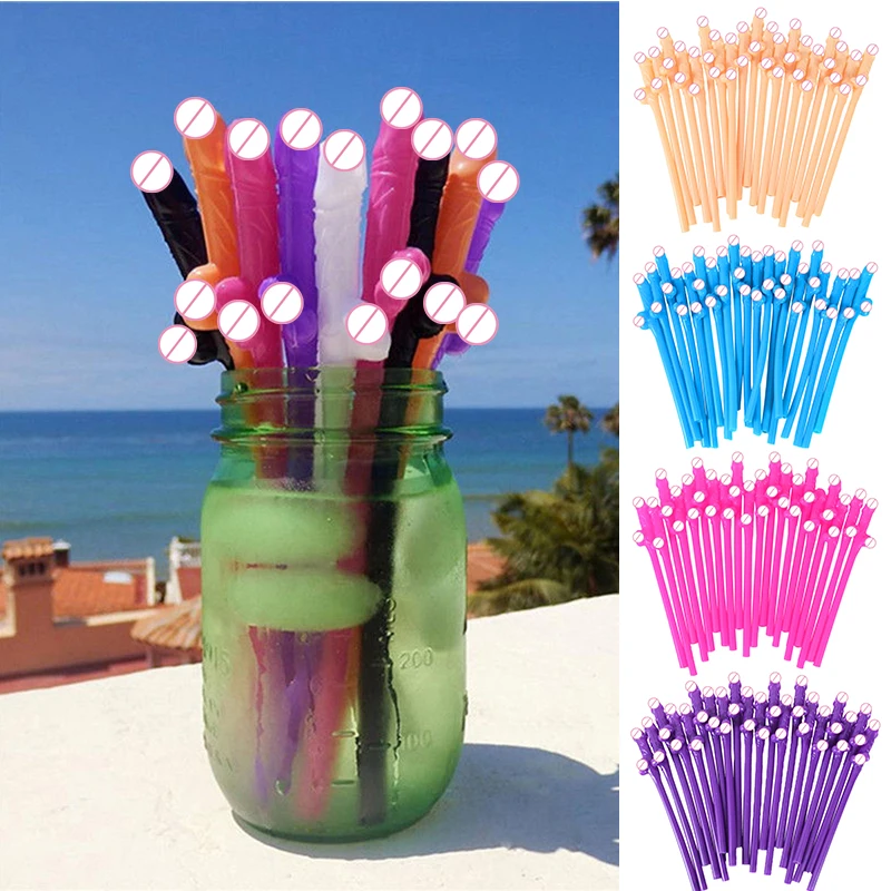 Wedding Fountain - 100pcs Bachelorette Party Penis Straws Plastic