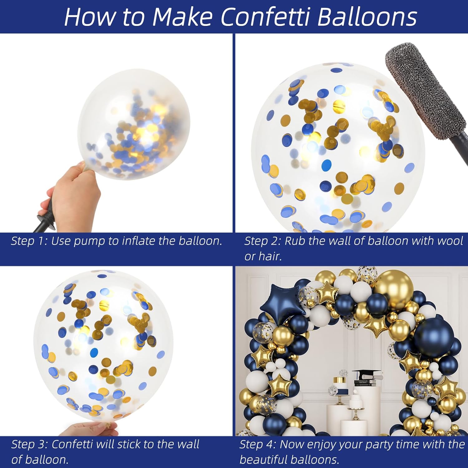 Navy Blue Gold White Latex Bal - Wedding Supply Kit review and price