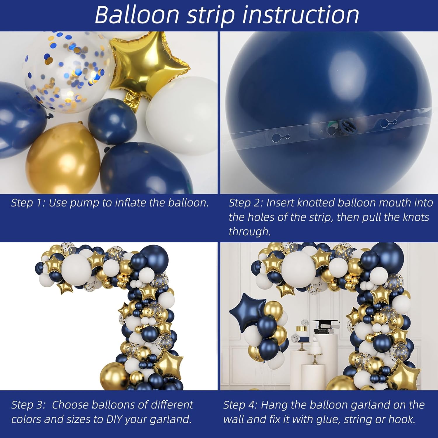 Navy Blue Gold White Latex Bal - Wedding Supply Kit review and price