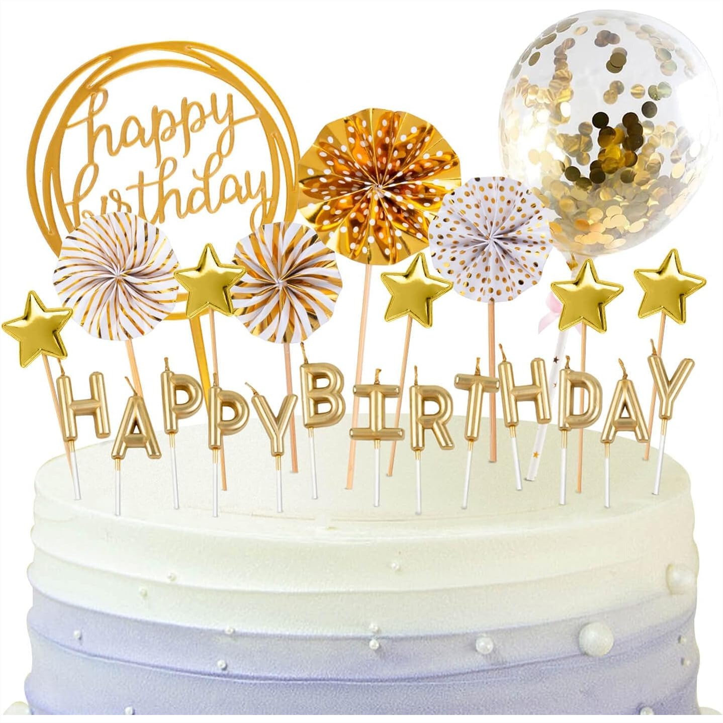 Gold Birthday Candles Set with - Confetti Balloon Set review and price