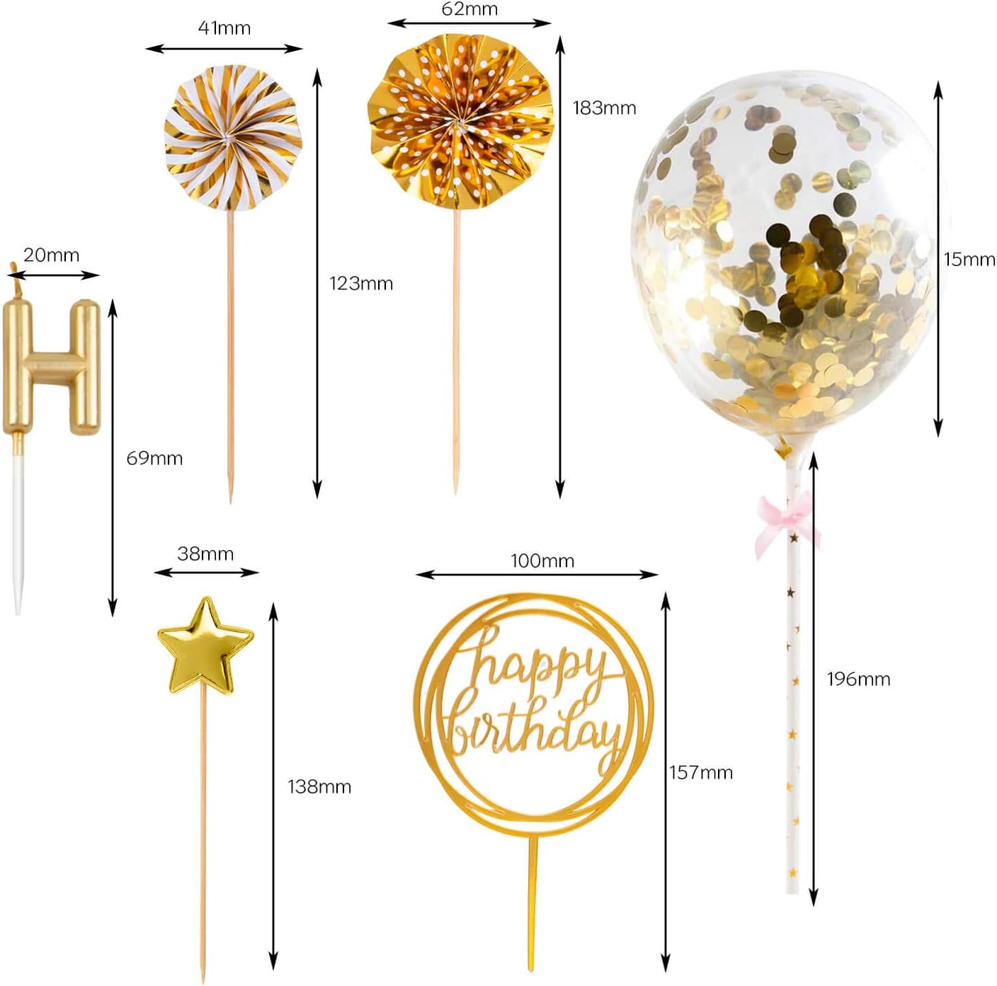 Gold Birthday Candles Set with - Confetti Balloon Set review and price