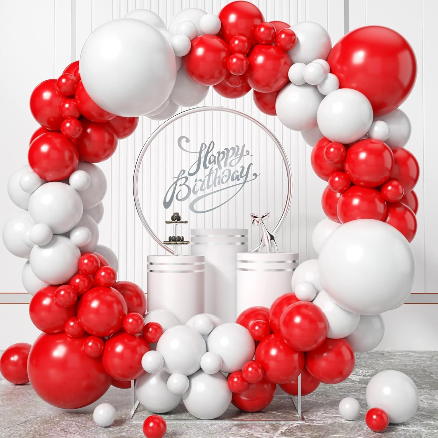 100Pcs Red and White Balloon G - Wedding Balloon Arch review and price