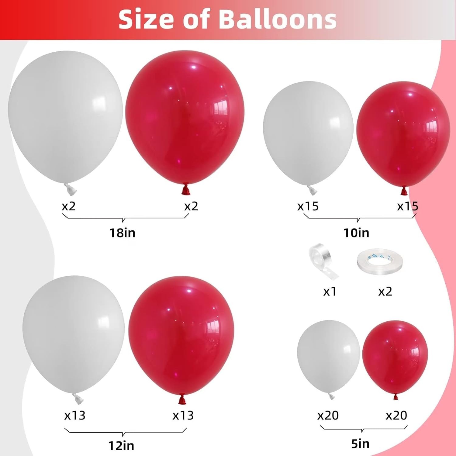 100Pcs Red and White Balloon G - Wedding Balloon Arch review and price