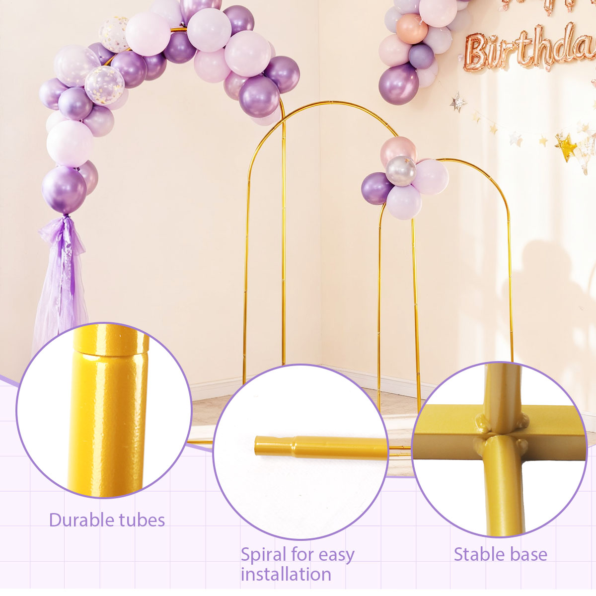 3Pack Golden Metal Arch Kits,  - Confetti Balloon Set review and price